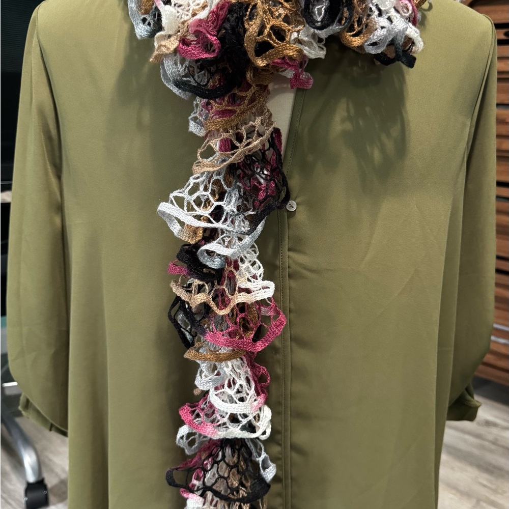 Beautiful Artisan Crafted Ladder, Ruffled Yarn Scarf